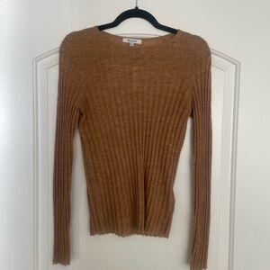 Madewell Tan Ribbed Crew Neck Sweater